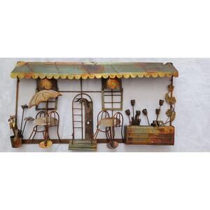 Vintage Metal Copper 3D Wall Art Decor Bistro Street Cafe Brutalist C Jere Style